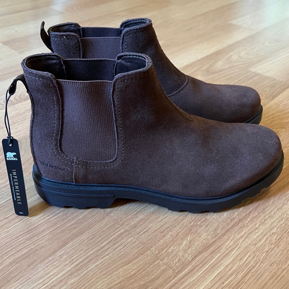 Sorel Mens Cyprus Chelsea Waterproof Boots 9.5 Brown Suede Weatherproof Rugged